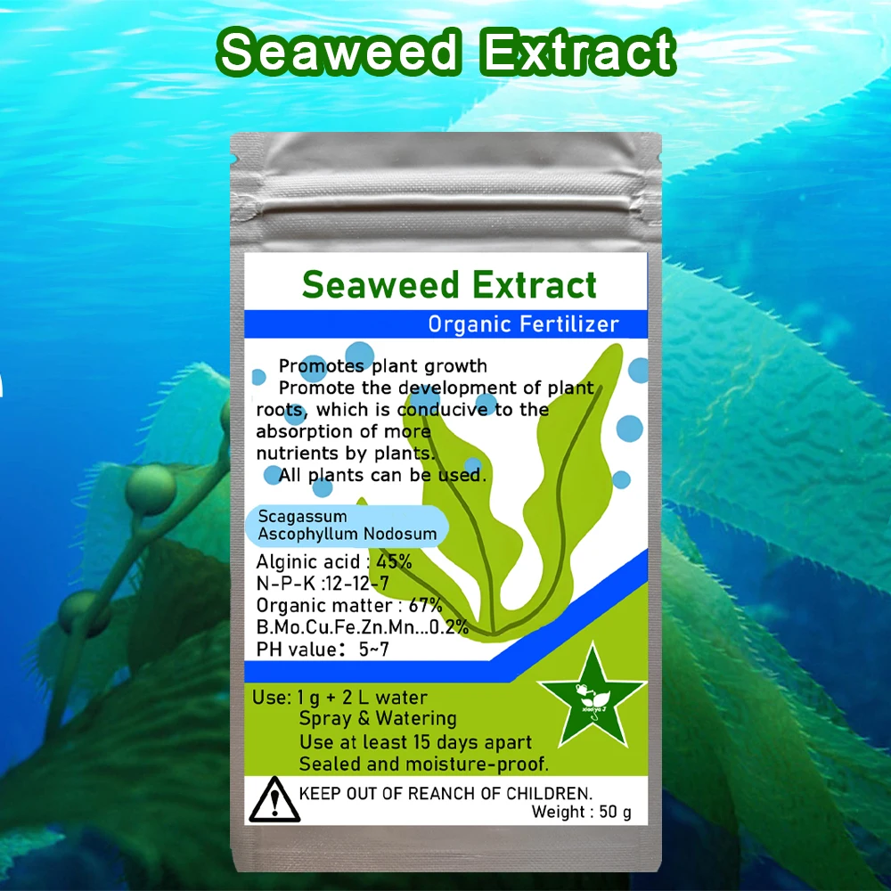 50g Extracto de algas marinas Verde Nuevo fertilizante orgánico rico en algas de materia orgánica Gulfweed