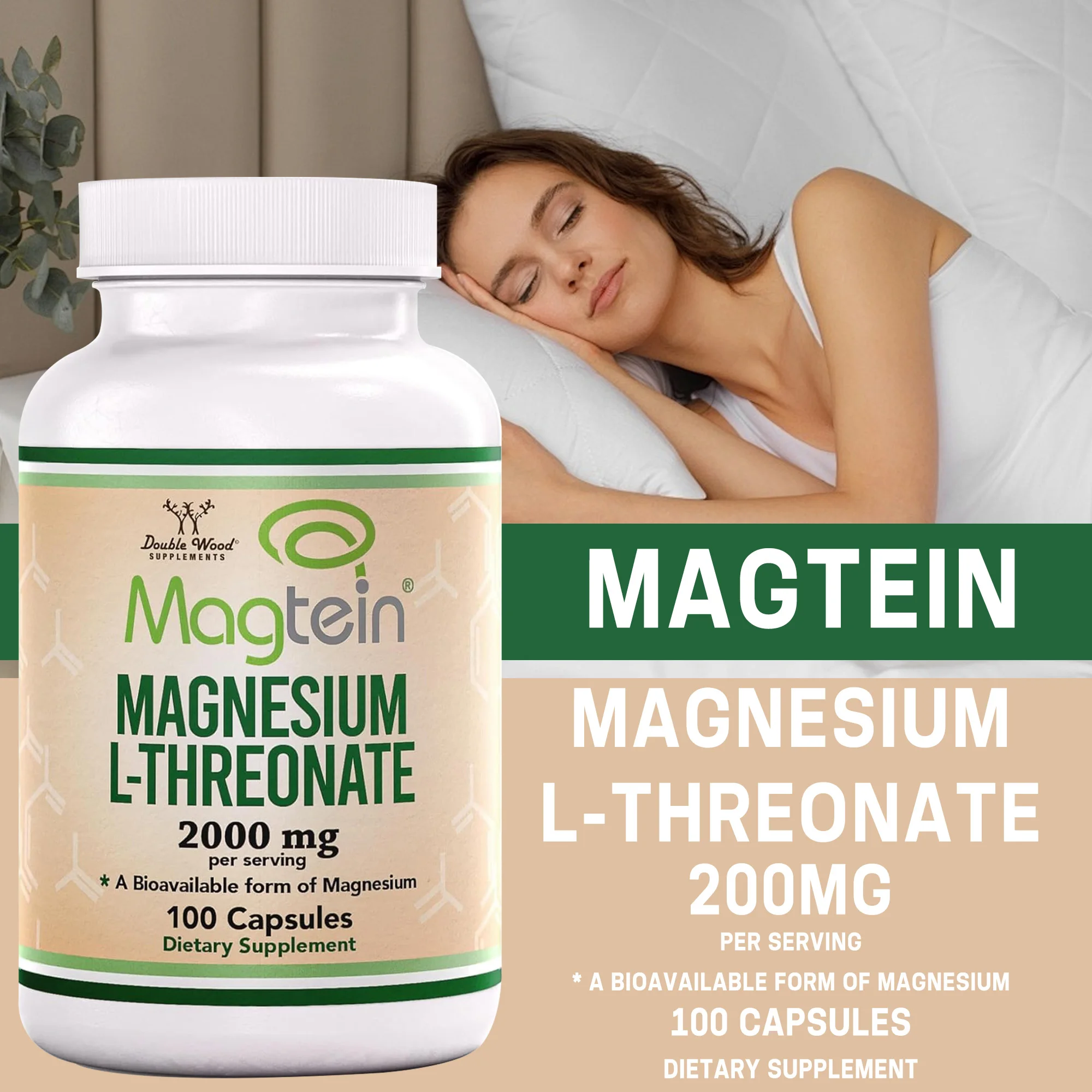 

Magnesium L Threonate - Boosts Brain Health, Memory & Focus, Sleep & Recovery, Reduces Fatigue