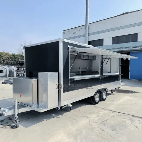 Belyoo Fast Food Truck Mobile BBQ Trailer Ice Cream Cart Concession Trailer Juice Vending Car Food Kiosk Trailers Fully Equipped