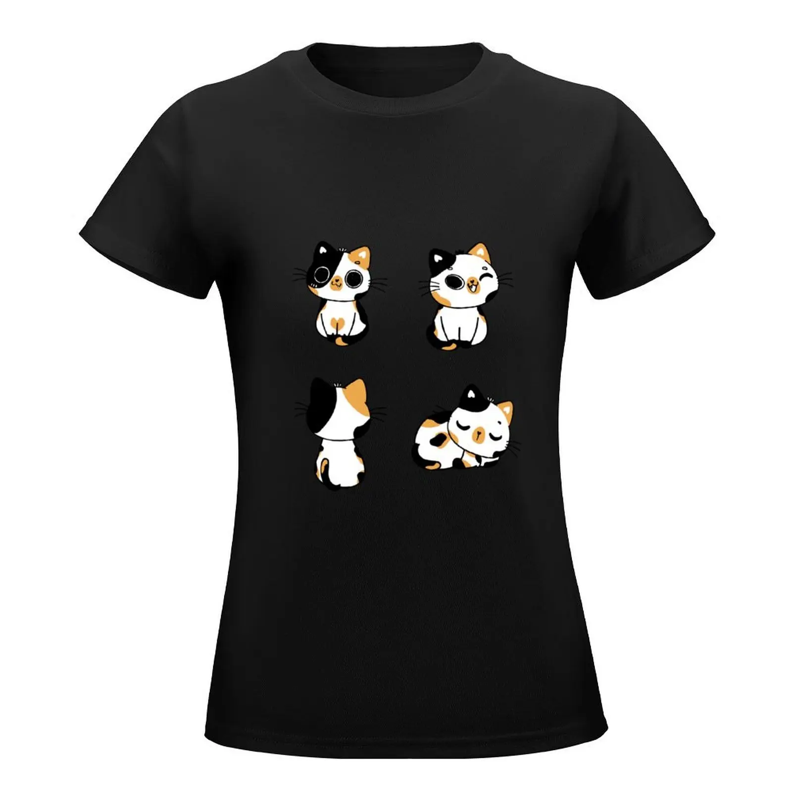 Funny Cute Calico cats T-Shirt tees heavyweights funny lady clothes Women's summer blouses 2024