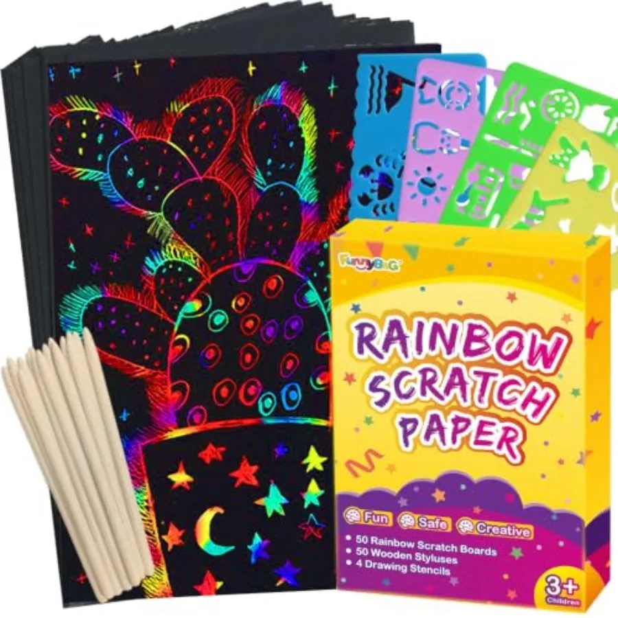 Pcs Rainbow Scratch Paper Art for Arts and Crafts Kit