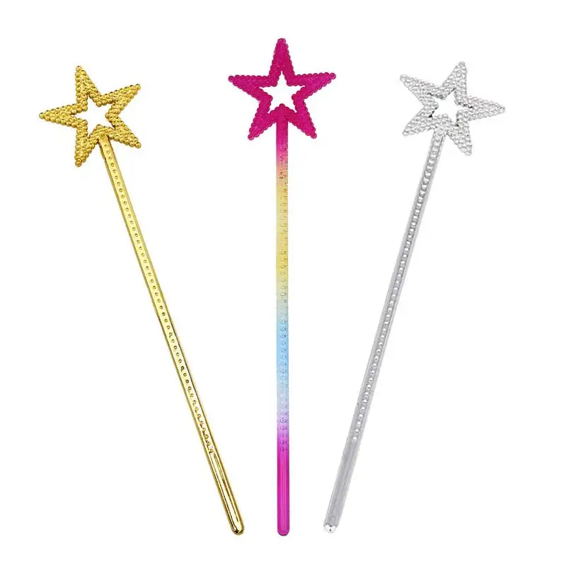 1pc Magic Wand For Kids Golden Silver Star Wand Fairy Princess Angel Wand Sticks For Girls Costume Birthday Party Wedding