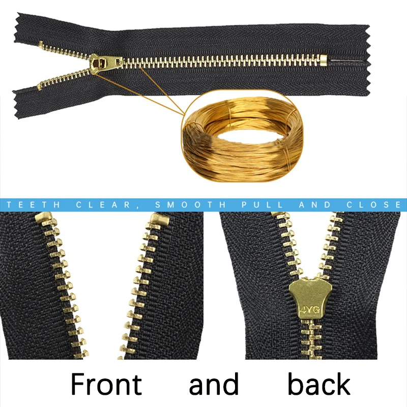 5pcs 4# Jeans Zipper Brass Metal Closure Self-locking Zipper Black Blue 10/13/15/18cm Tailor\'s DIY Clothing Bag Sewing Accessori