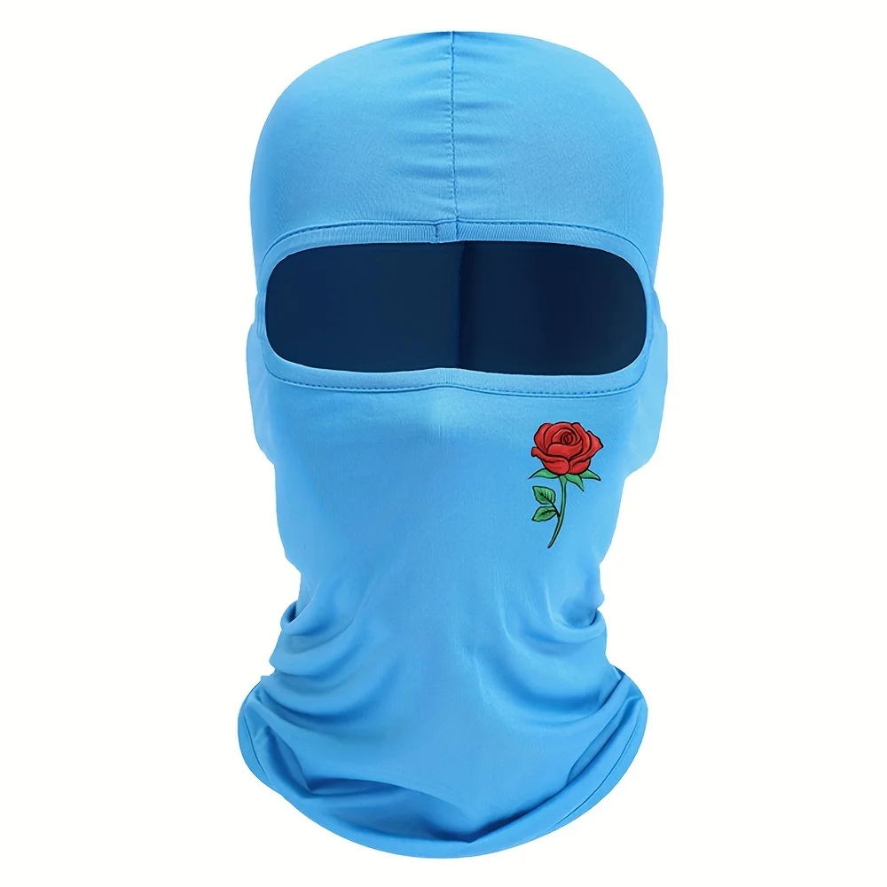 Rose printed balaclava hat windproof and sun resistant ski mask suitable for outdoor cycling and travel image 4