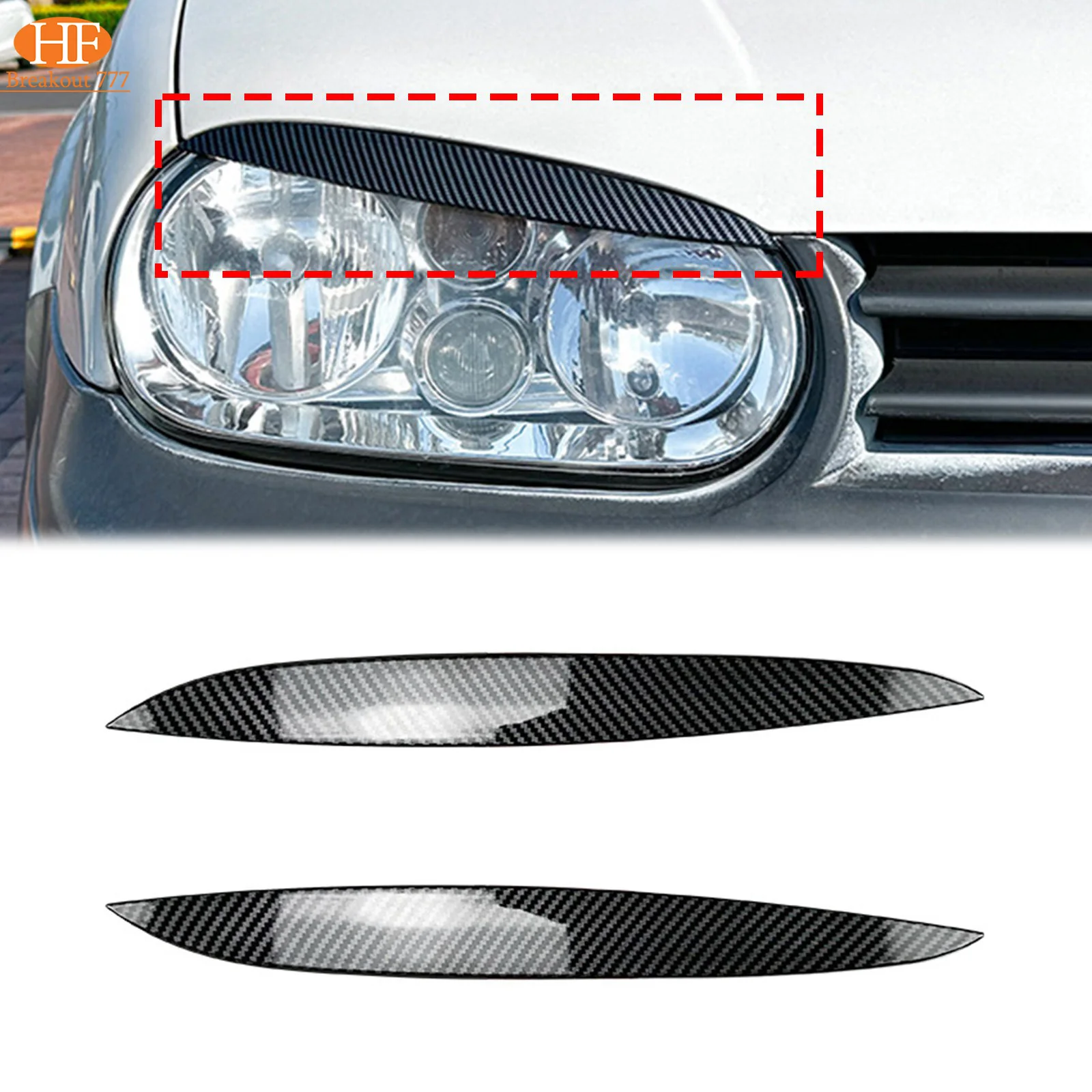 

Gloss Black Car Headlight Eyebrow Eyelid Head light Eyebrows Cover Trim Stickers For VW Golf MK4 1997-2005