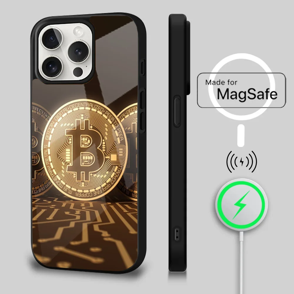 B-Bitcoin  Phone Case For iPhone 16 15 14 13 12 11 Plus,Pro,Max Mini Magsafe Magnetic Wireless Charging