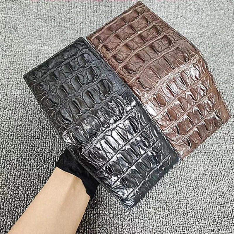 

New Thai Crocodile Leisure Business Genuine Leather Wallet Short Change Bag Multi Card Men's Backbone Handbag Purse Mens Wallets