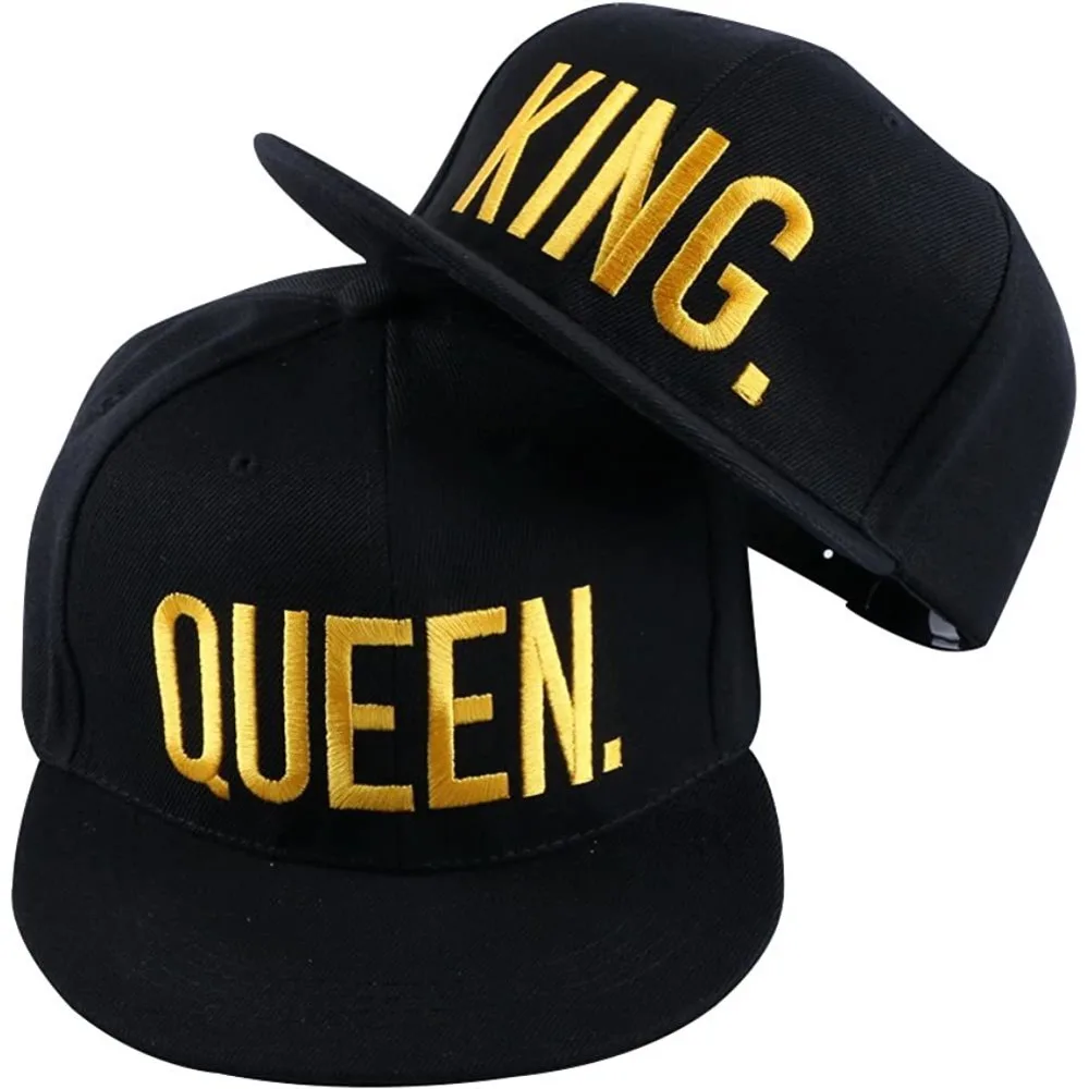 Chapeaux King Queen assortis, casquette de Baseball ajustable brodée en 3D pour Couples