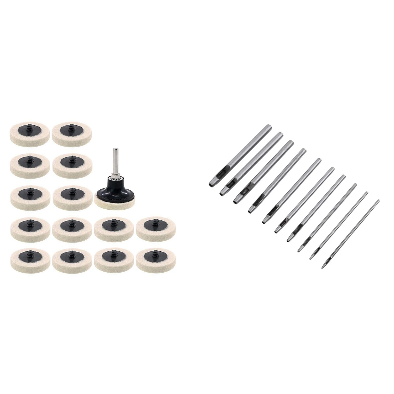 GTBL 16 Buah 2 Inci Bantalan Pengilap Cakram Kain Tempat Cakram Roda dengan 10 Buah Pemotong Pelubang Kulit Set Pelubang Berongga 0.5-5Mm