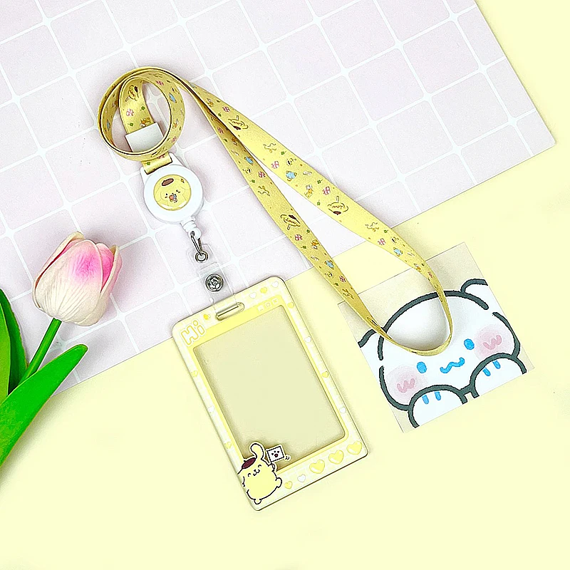 Sanrios Work Card Holder Anime Figures HelloKittys Pochacco ID Name Tag Cute Bus Pass Access Card Cover Case Kuromi Badge Holder