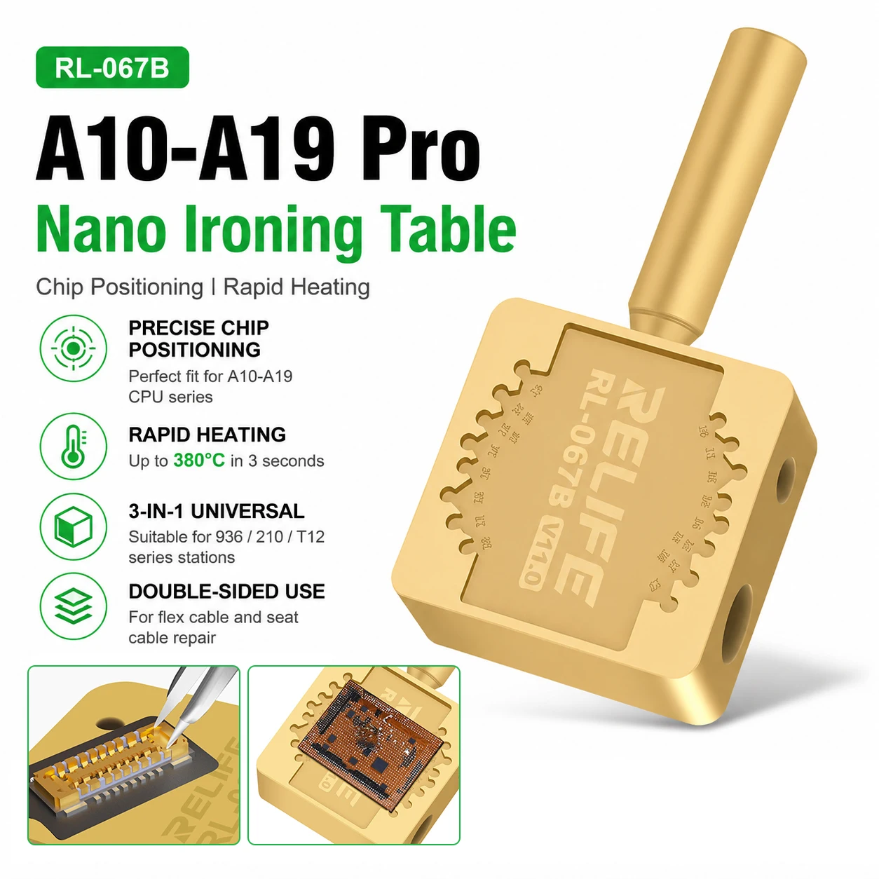 

RELIFE RL-067B V11.0 Multifunctional Heating Platform for 936/T12/210 Stations Glue Removal Phone CPU Chip Soldering Repair