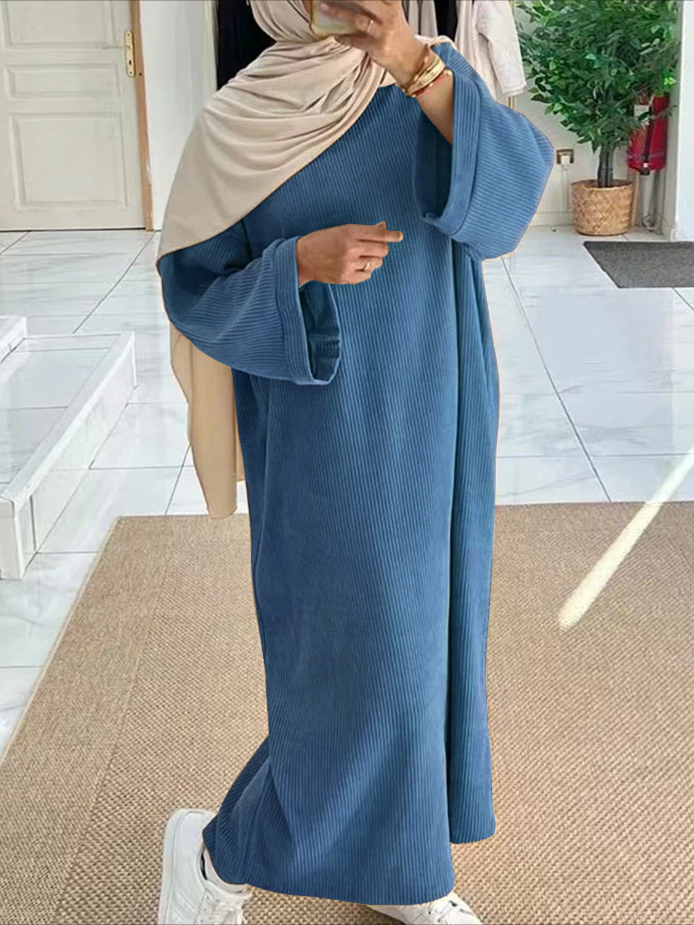 Eid Muslim Women Modest Dresses Ramadan Islam Vestidos Jalabiya Morocco Saudi Arab Abayas Dubai Kaftan 2024 Autumn Winter Robe