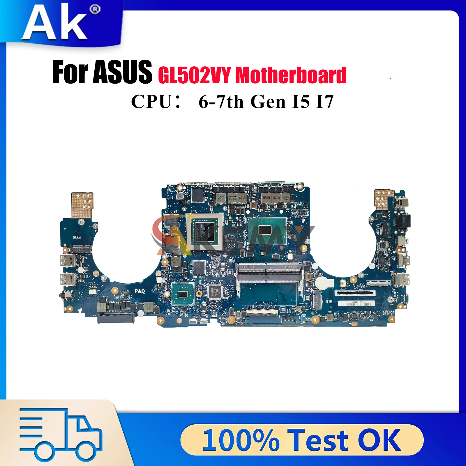 Placa base para ordenador portátil GL502VY para ASUS ROG Strix GL502V GL502VM GL502VMK placa base para portátil con CPU I5 I7 100% pruebas OK envío rápido