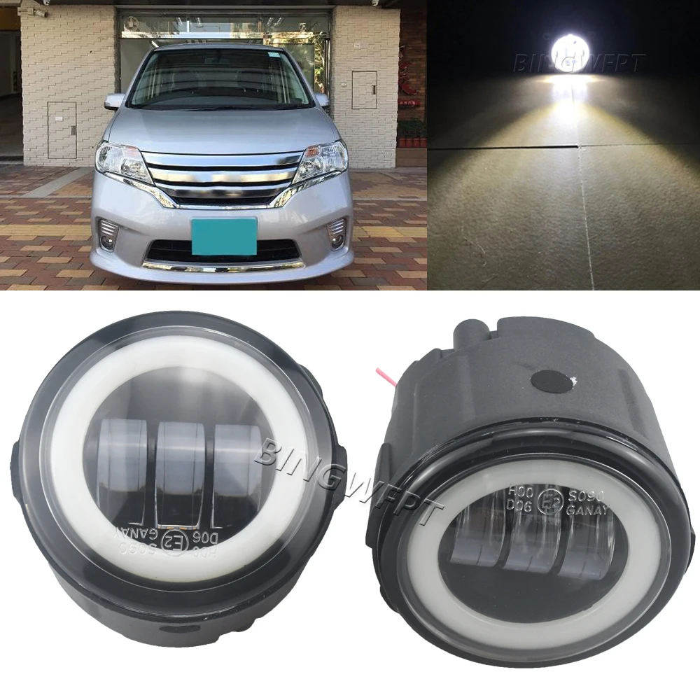 For Nissan Serena Highway Star Suzuki Landy C26 2010-2019 Car H11 LED Fog Light Angel Eye DRL White 12V