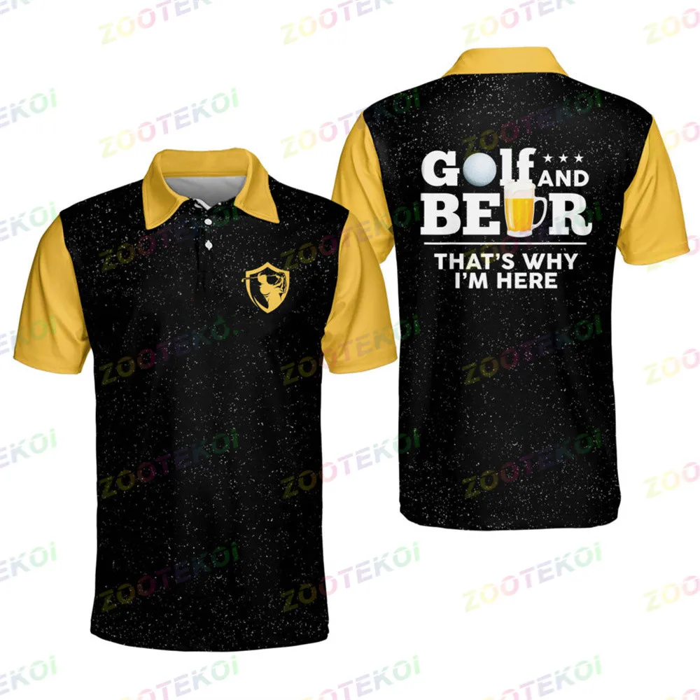 Men Golf Polo Shirts For Classic Summer Short Sleeve Golf Course Or The Game T Shirt Polo Lapel Fashion Golf Sports Button Polo