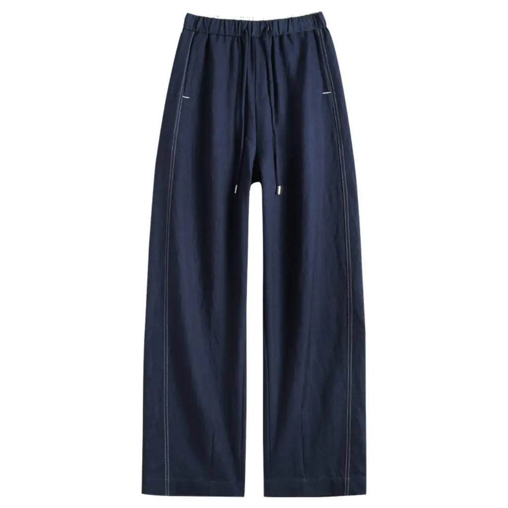 

Blue Scimitar High Waist Drawstring Straight Jeans Women's Loose Casual Pants Spring Leg Long Fashion