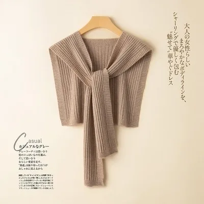 LDZWSM 100% Wool Cape Draped Over Women's Knitted Warm Jacke New  Scarf for Autumn and Winter G3033051