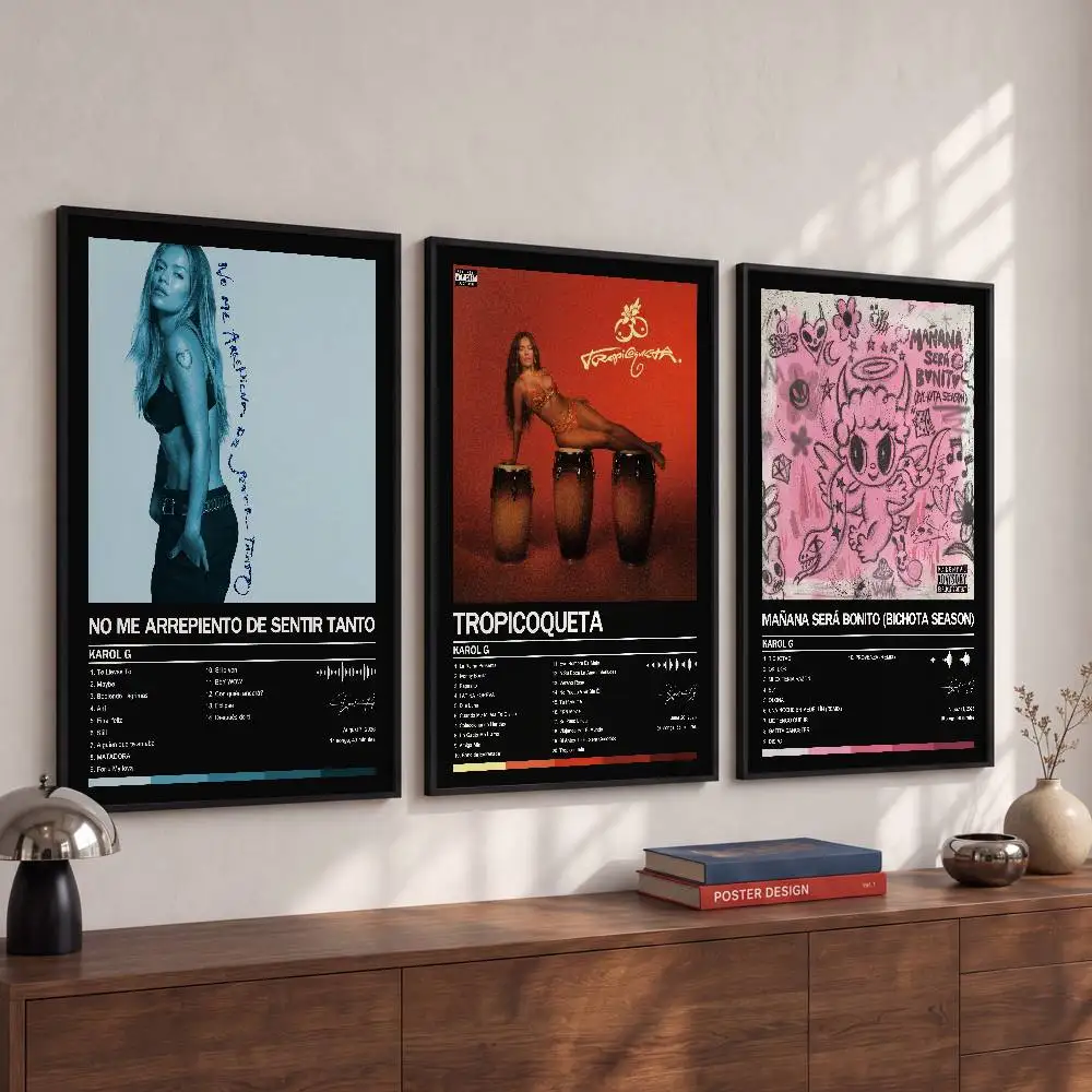 K-Karol G Poster Album Art Cover Songs Rap Pop Singer Band Wall Waterproof Paper Sticker For Living Room Home Decor