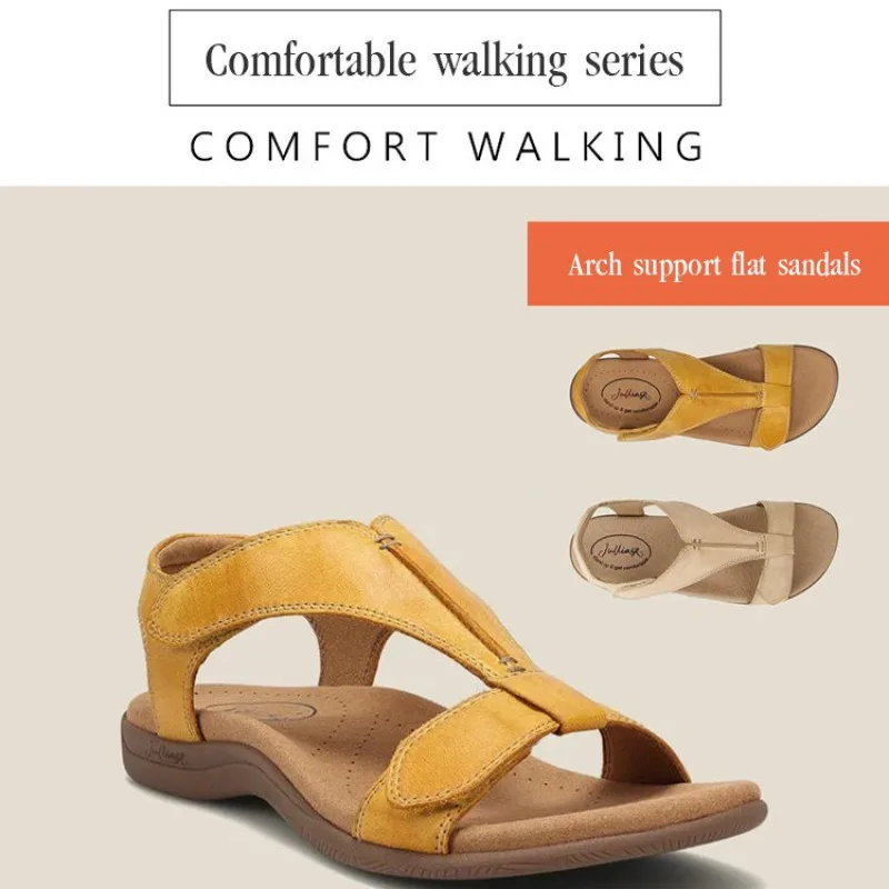 Flat Sandals Arch Massage Hook and Loop Casual Beach Sandals Flat arch massage casual beach sandals comfortable Women\'s Sandals