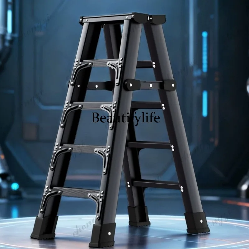 A68 household herringbone ladder thickened carbon steel folding staircase aluminum alloy engineering iron ladder