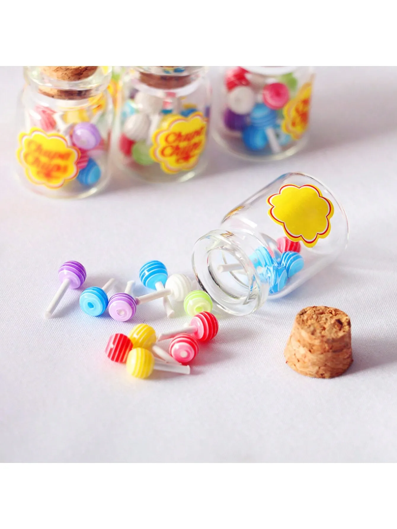 10pcs Lollipops in Bottle Dollhouse Miniature Decoration Accessories Simulation Model Toys 1:6 1:12 Scale Fun Ornament Gift