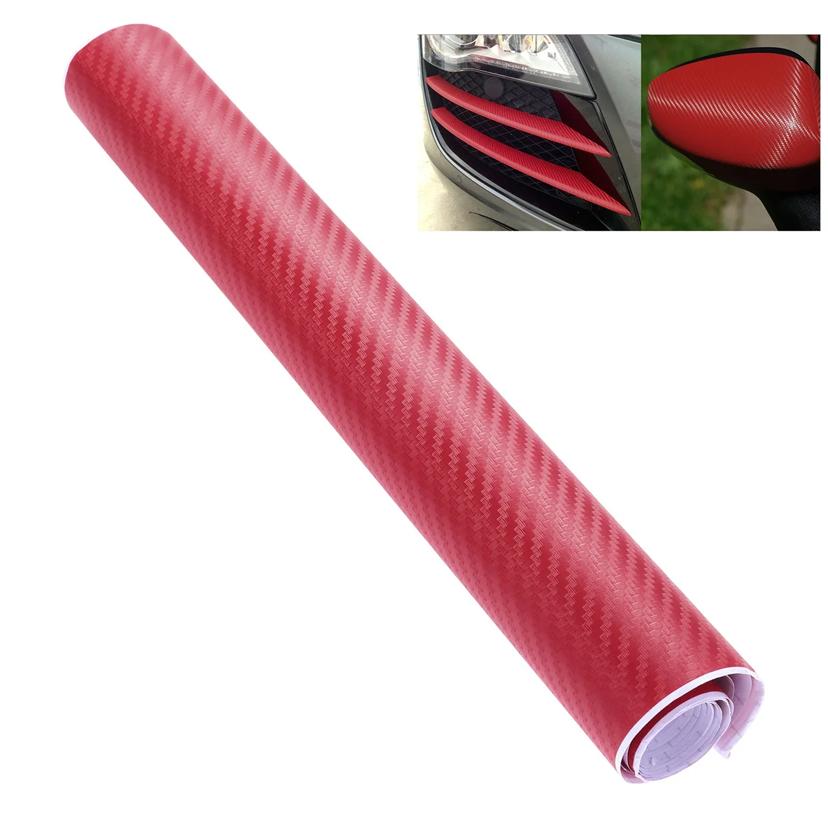 

3D Carbon Fiber Wrap Roll 10 X 127cm Red Car Film DIY Sticker Waterproof Scratch Resistant Protective Cover for Auto Vehicle