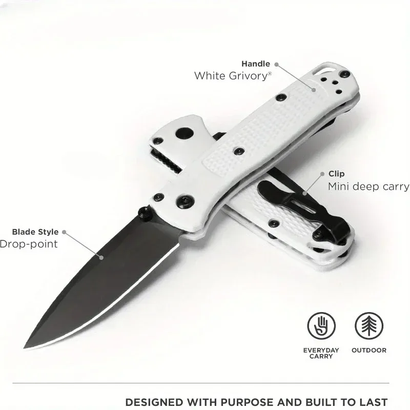 

BM 533 Folding Pocket Knife Nylon Wave Fibre White Handle Hunting Self-defense Multi-fuctional Portable High Quality Hand Knives