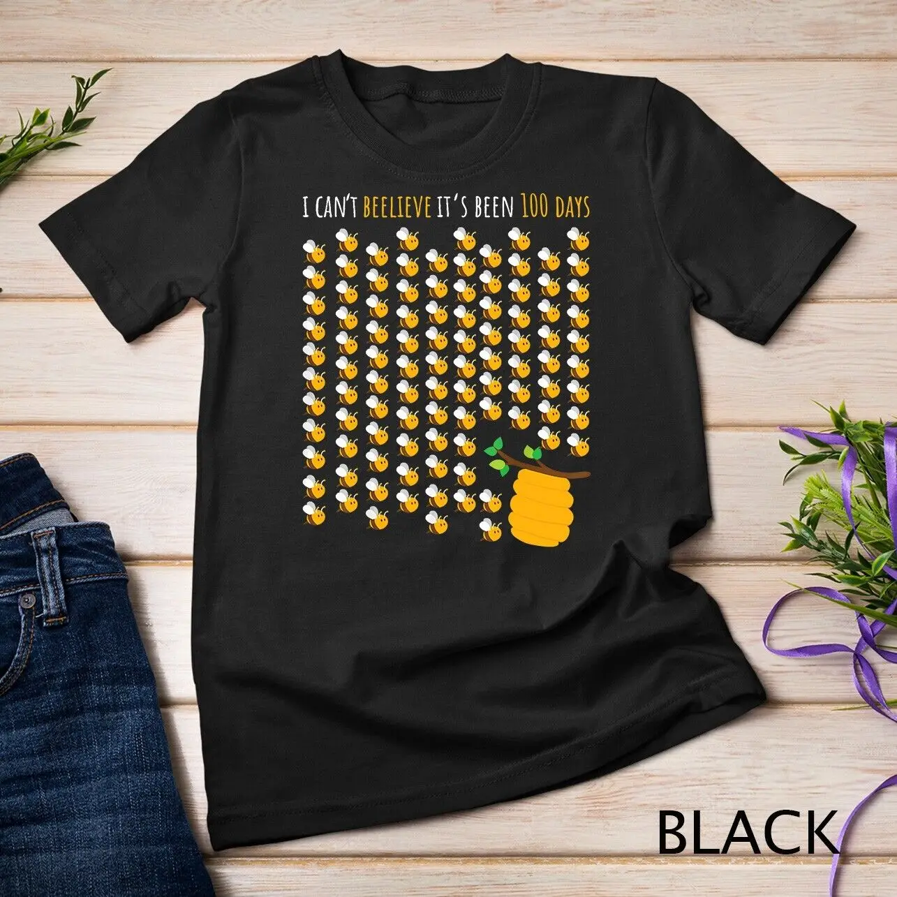 

Bee Hive Tree 100 Days Of School Shirt Teacher Boy Girl Gift Unisex T-shirt