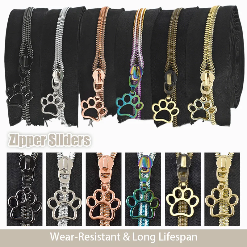 

3/5/10M 5# Nylon Zippers with Paw Print Sliders for Backpack Jacket Bag Garment Sewing Replace Zip DIY Accessories