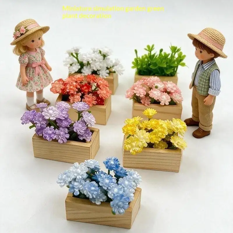 Miniature Fake Gypsophila Potted Ornament Soft Touch Realistic Plant for Dorm Room Desk Micro Landscape Decor