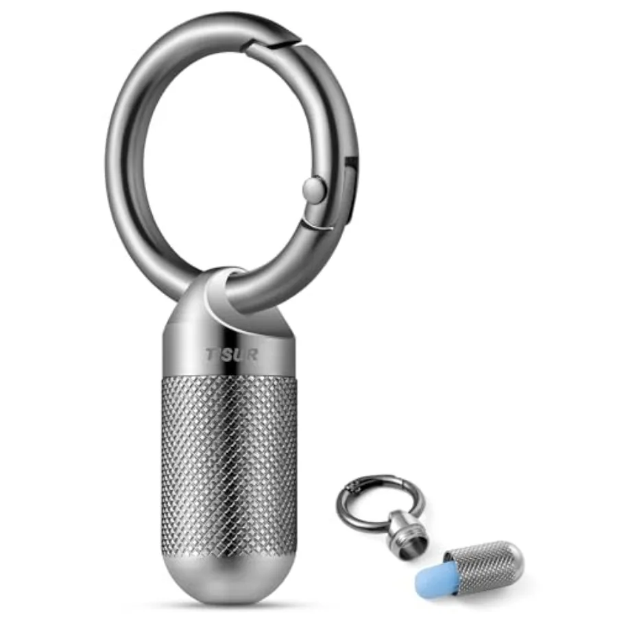 

Titanium Keychain Pill Holder Small Metal Pill Case, Pill Organizer Portable Waterproof Pill Container, Travel Pill Bottle Box