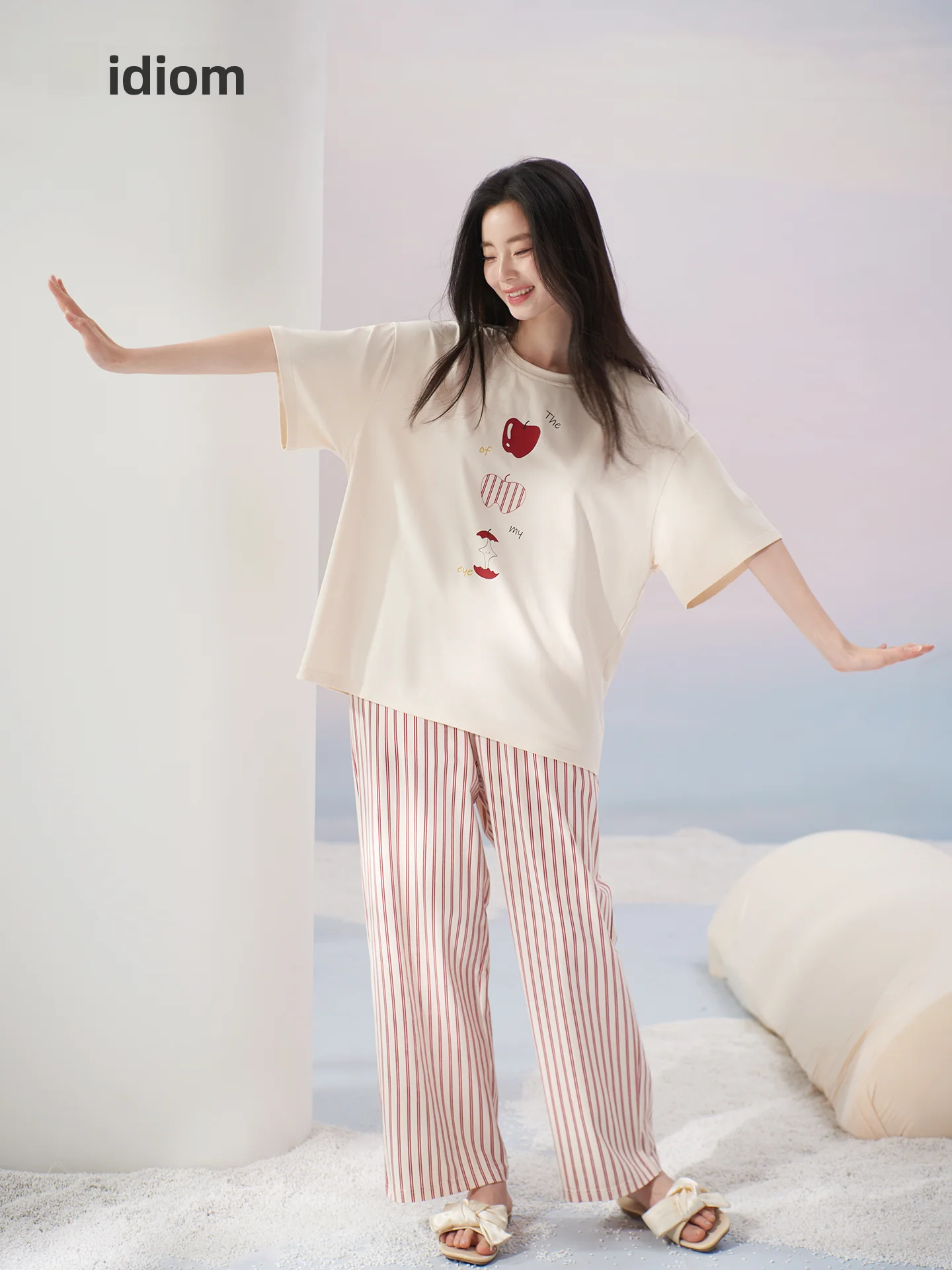 set-pigiama-estivo-in-puro-cotone-a-maniche-corte-e-pantaloni-abbigliamento-da-casa-per-donna-a-righe-taglia-grande-comodo-e-traspirante