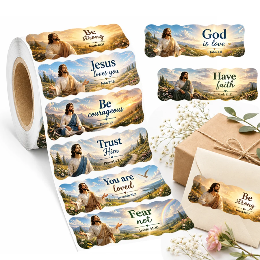 200 Pcs Christian Bible Verse Stickers Roll, 10 Designs Jesus Scripture Labels, Inspirational Faith Stickers for Journals