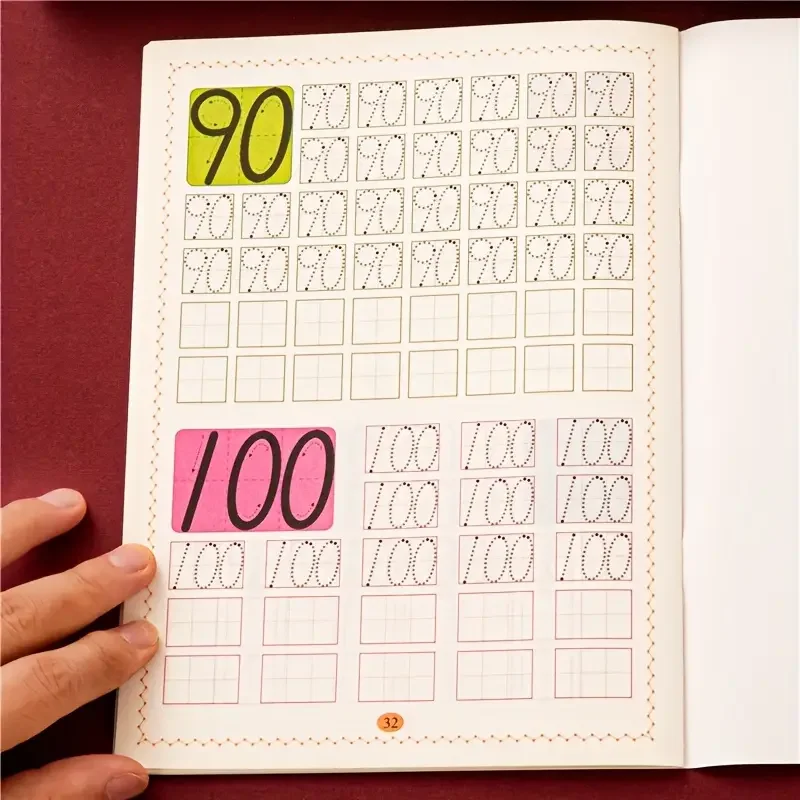 مصنف لتتبع الأرقام من 0-100: الكتابة اليدوية المدرسية تعلم الرياضيات كتاب الكتابة للأطفال