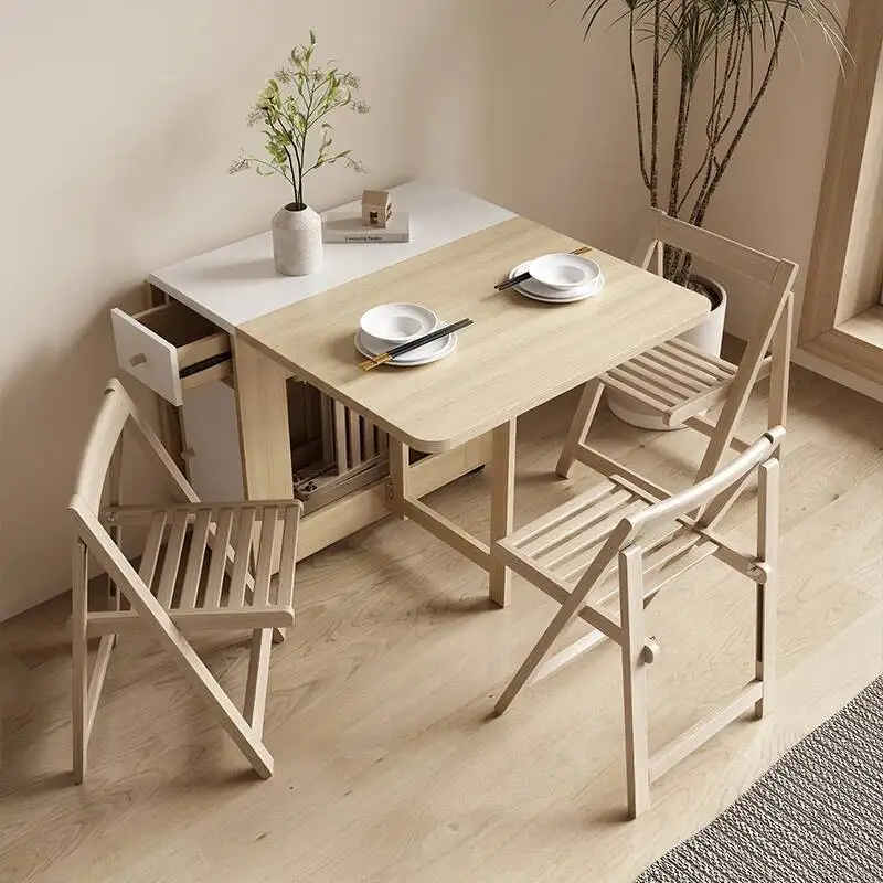 

Modern Dining Table Men Nordic Space Rectangular Saving Kitchen Dining Tables Big Extendable Mesa Plegable Home Furniture