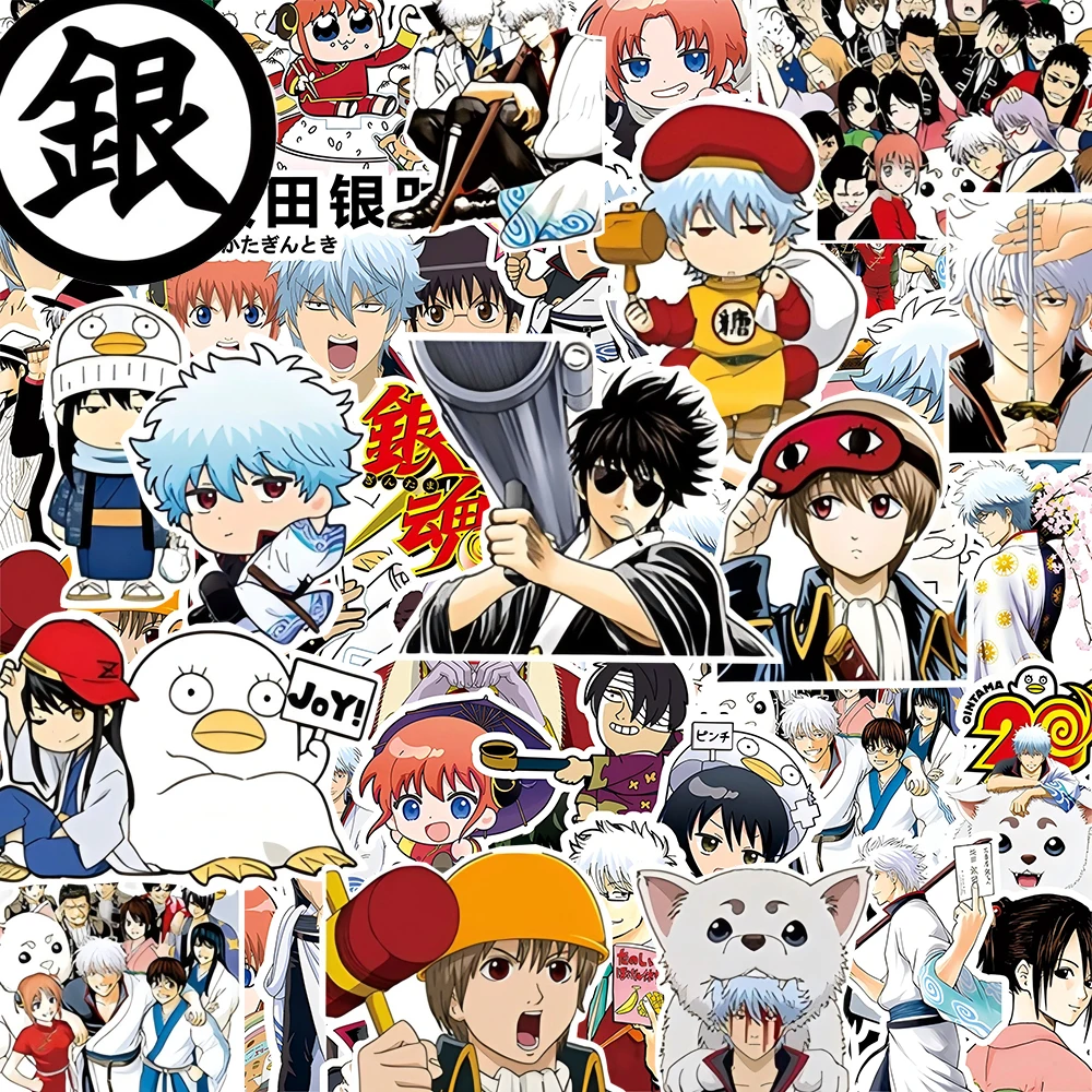 10/30/80 قطعة انمي ياباني جينتاما ملصقات كول ساكاتا جينتوكي الشارات حقيبة الأمتعة الغيتار سيارة الكرتون مانغا ملصق لعبة طفل