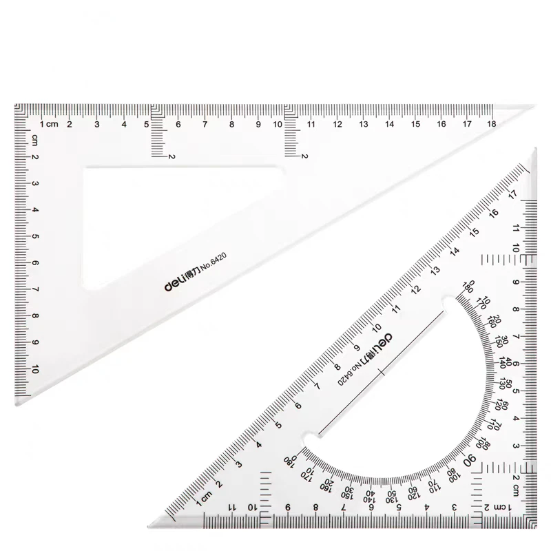 DELI 6430 high quality plastic ruler student drawing ruler triangle ruler with protractor 30cm school line regla rule paperalia