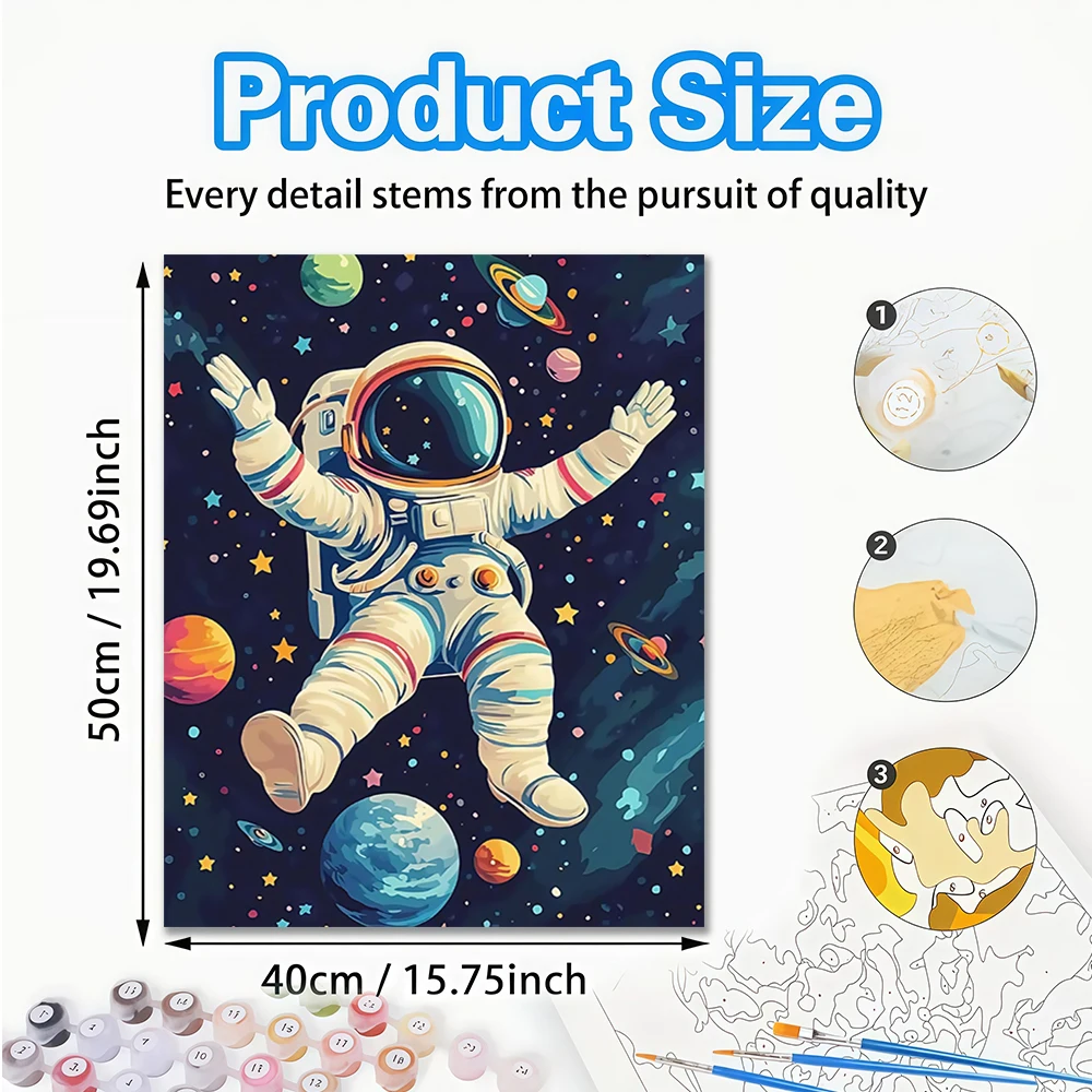 Astronauts floating in space  DIY Acrylic Digital Painting Kit For Beginners Home Wall Decor Frame Not Included