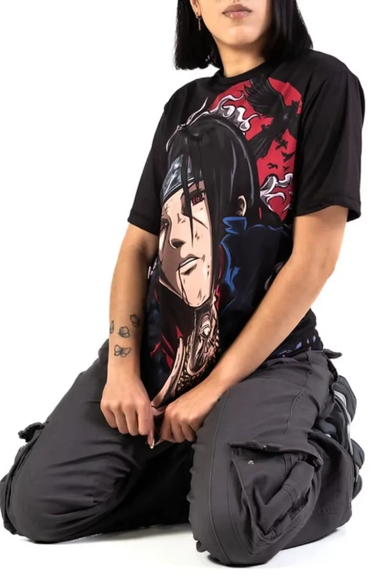 Hot Selling and Cool Itachi Uchiha Sarin Printed T-shirt Loose Breathable Sweat Wicking Children's and Adult Training Clothing