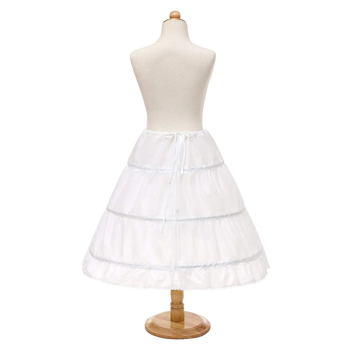 Saia branca com uma linha, 3 aros, para as crianças, menina flor, crinolina, guarnição do laço, vestido, underskirt