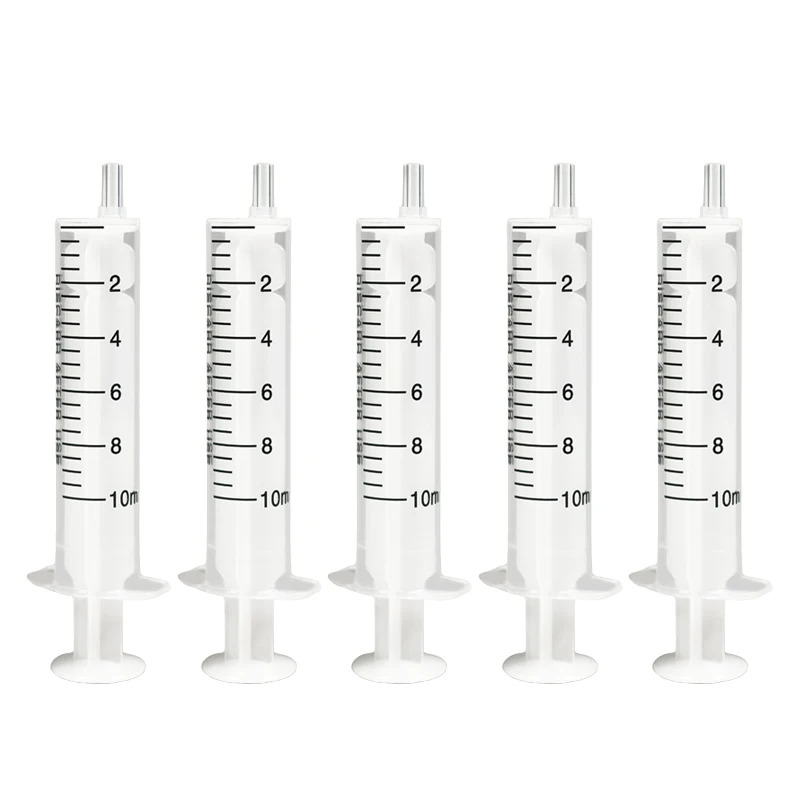 100 Jeringas  Plástico Desechables Estériles  10 ml,  2 Piezas, SIN Tapón  Goma, Manuales, para Laboratorio HPLC