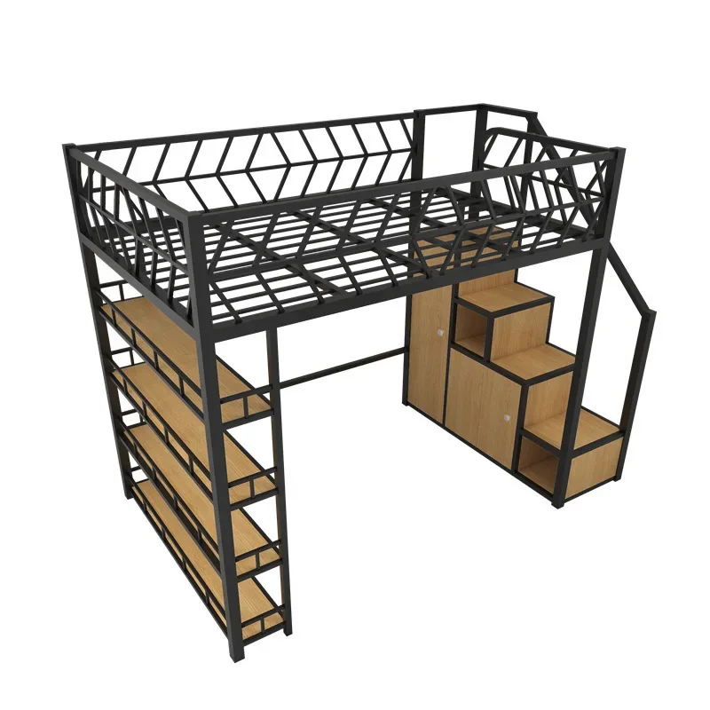 Nordic loft bed sheets, upper floors, adult and child loft beds, small apartments, space saving, iron frame beds, under tables