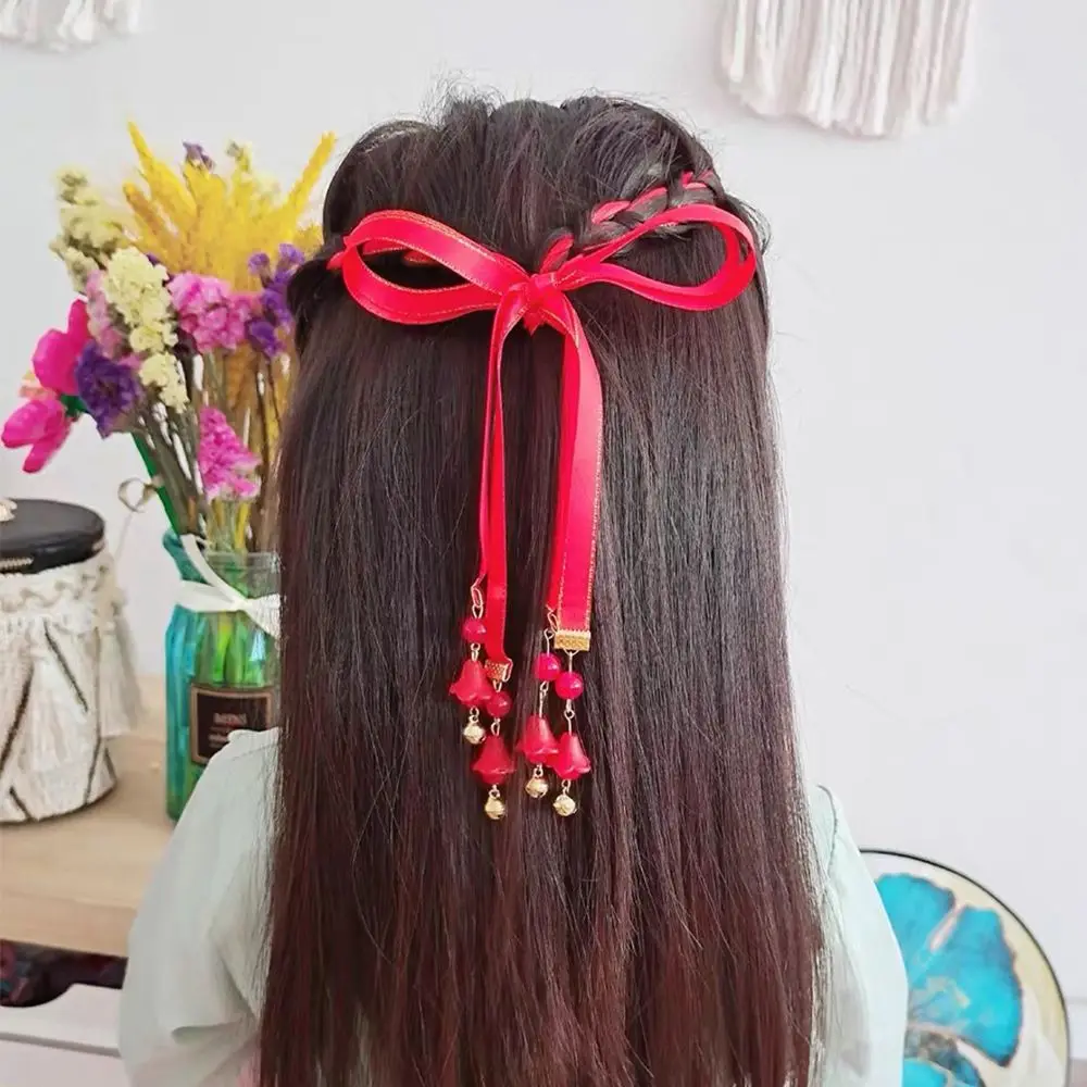 Estilo de cabelo usar presente pano decoração han roupas acessórios crianças faixa de cabelo trançado corda de cabelo acessórios de cabelo chinês