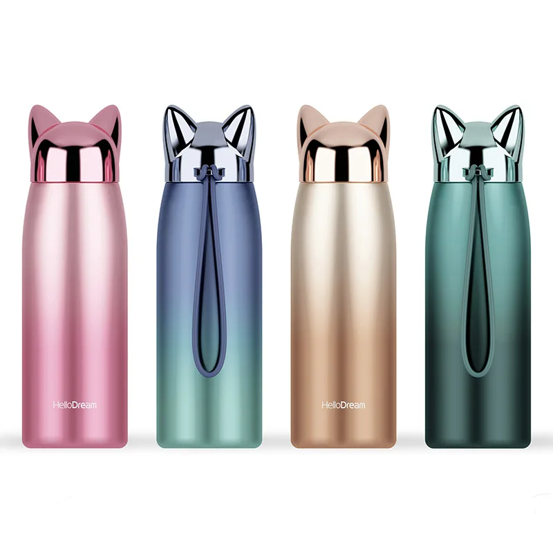 

300ml Thermos Bottle Stainless Steel Vacuum Flasks Cute Cat Ear Thermal Cup Portable Travel Outdoor Mug for Coffee Tea Milk