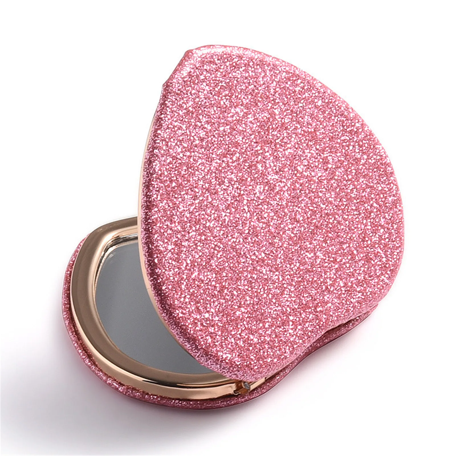 Draagbare Dubbelzijdige Spiegel Hart Ronde Vormige Spiegel Vrouwen Folding Pocket Compact Make Make-Up Spiegel Student Cosmetische Spiegel