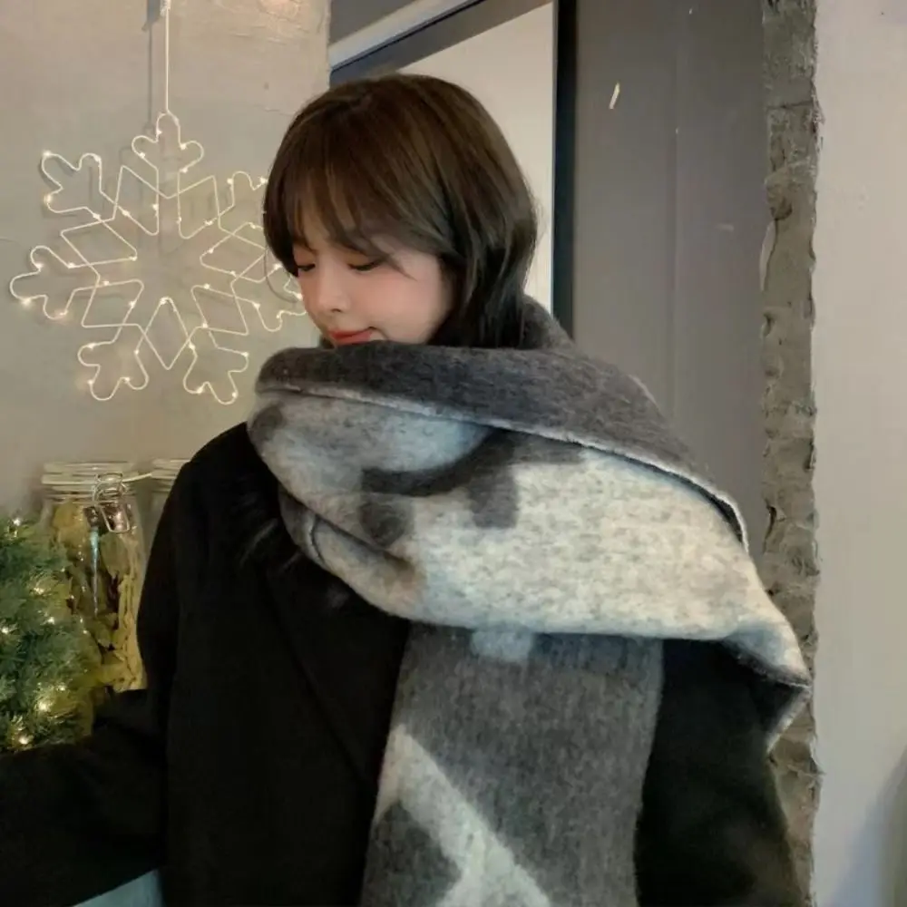 

Luxury Mohair Wool Tassel Scarves Thick Braid Fringe Charcoal Grey Vintage Thick Shawl Warm Soft Shawl Wrap Girls