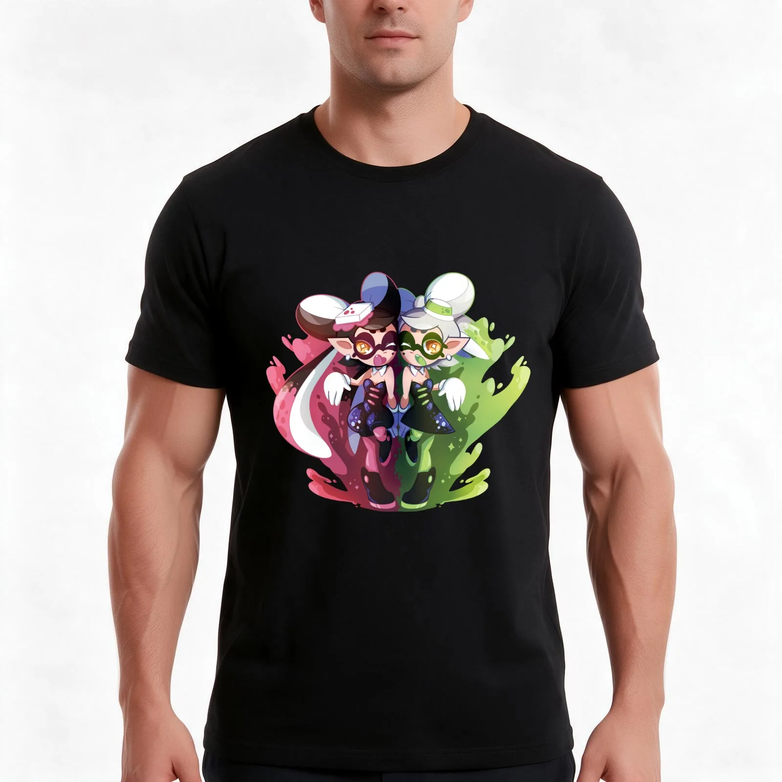 Squid Sisters T-Shirt Summer Casual Cotton Tee Oversized Streetwear Tops Vintage Graphic Print Loose Fit Short Sleeve