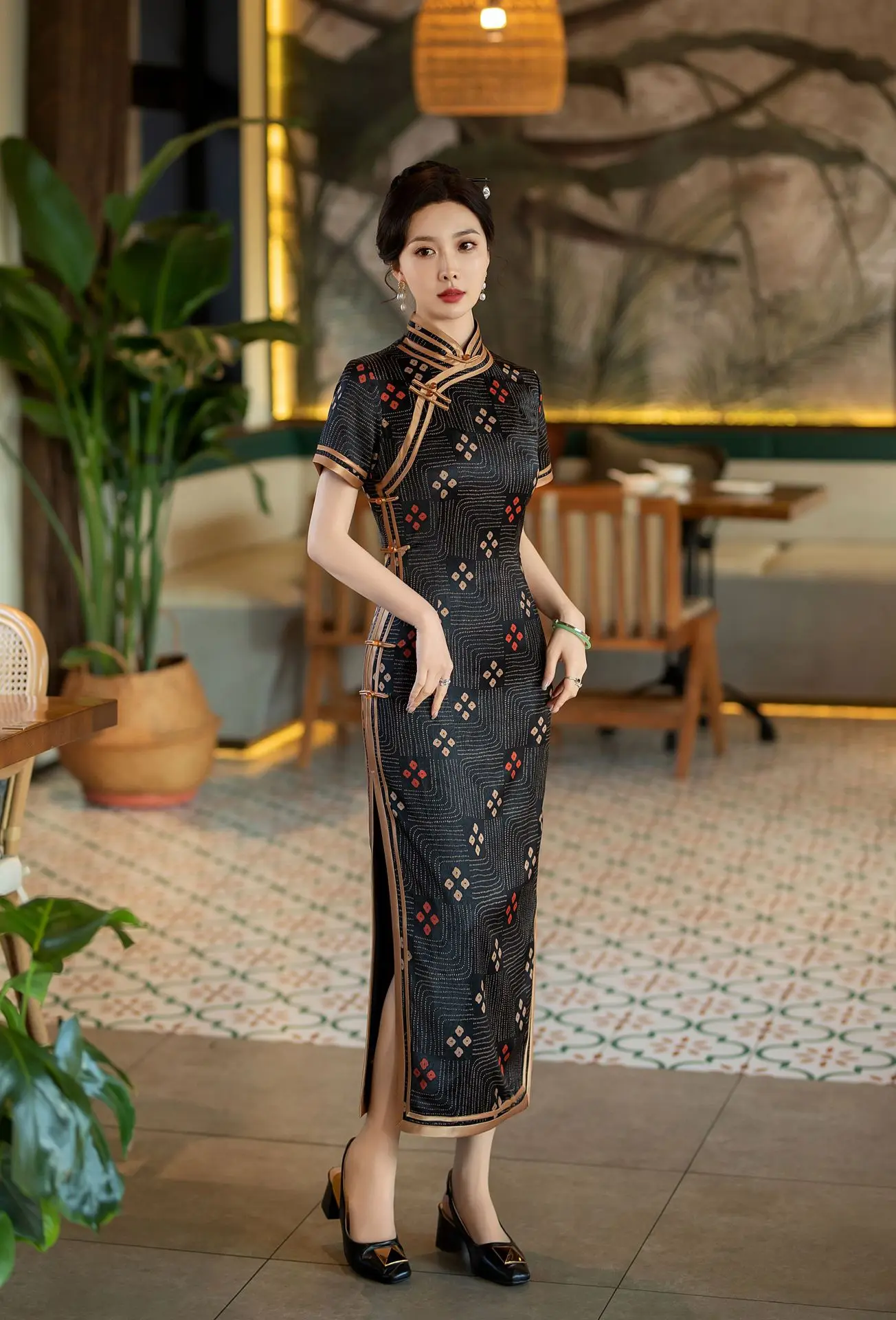 Cheongsam Sexy  Daily Dress Evening Party Waist-Tight Republic of China Style Retro Temperament Artistic