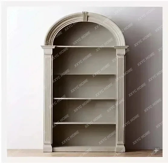 

Q Французский круглый дисплей из массива дуба, американский ретро-книжный шкаф для хранения вещей