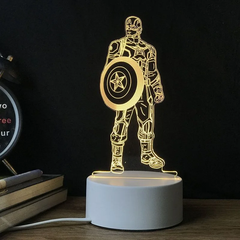 Marvel Captain America Iron Man The Avengers Children's Anime Figure Night Lamp Bedside Table Lamp Ambient Light Birthday Gift